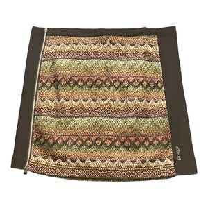 SKHOP Olive & Multicolor Patterned Mini Skirt